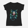 Halloween Skeleton Cat-Womens-V-Neck-Tee-Vallina84