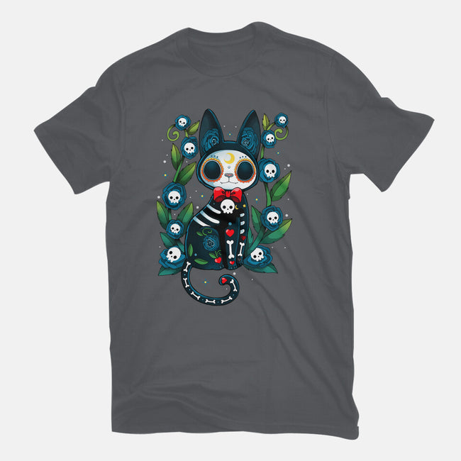 Halloween Skeleton Cat-Unisex-Basic-Tee-Vallina84