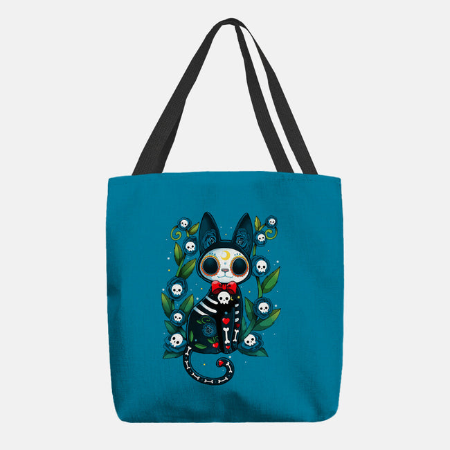 Halloween Skeleton Cat-None-Basic Tote-Bag-Vallina84