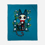 Halloween Skeleton Cat-None-Fleece-Blanket-Vallina84