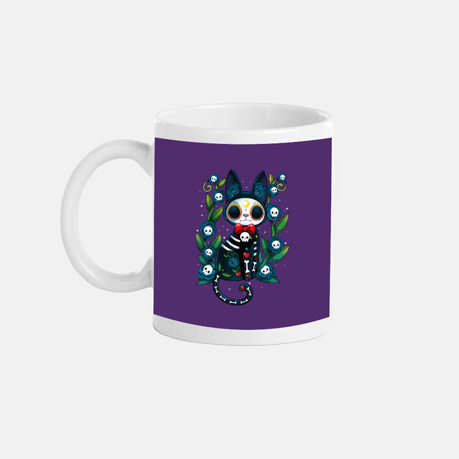Halloween Skeleton Cat-None-Mug-Drinkware-Vallina84