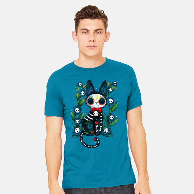 Halloween Skeleton Cat-Mens-Heavyweight-Tee-Vallina84