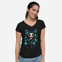 Halloween Skeleton Cat-Womens-V-Neck-Tee-Vallina84