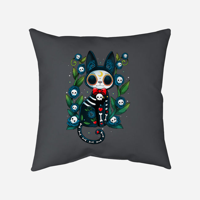 Halloween Skeleton Cat-None-Non-Removable Cover w Insert-Throw Pillow-Vallina84