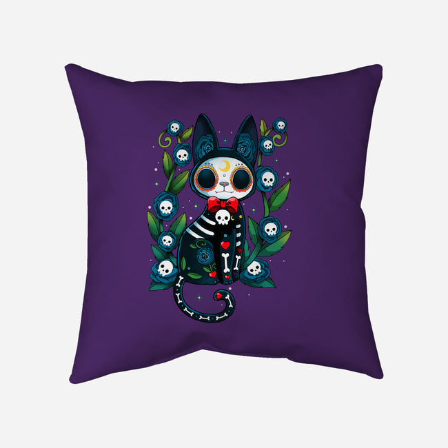 Halloween Skeleton Cat-None-Removable Cover w Insert-Throw Pillow-Vallina84