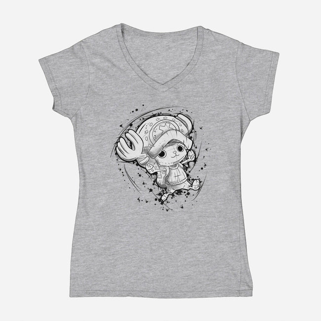 Nakama Sketch-Womens-V-Neck-Tee-nickzzarto