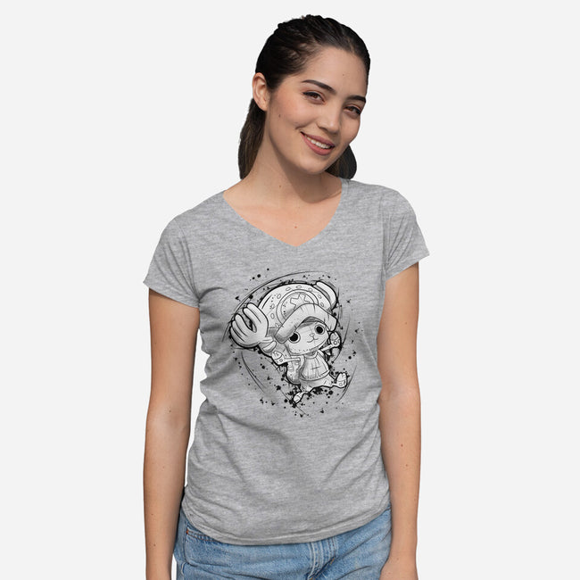 Nakama Sketch-Womens-V-Neck-Tee-nickzzarto