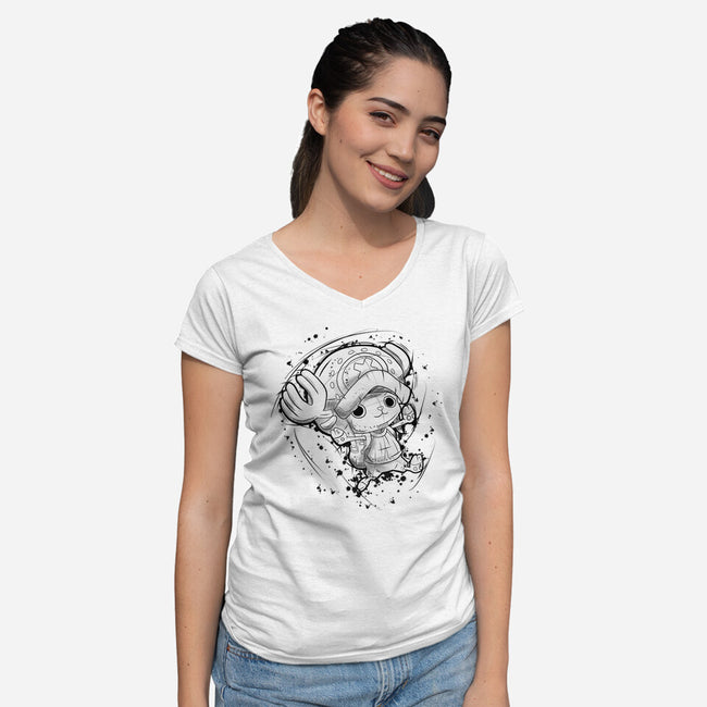 Nakama Sketch-Womens-V-Neck-Tee-nickzzarto