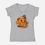 Pumpkins And Crows-Womens-V-Neck-Tee-ricolaa