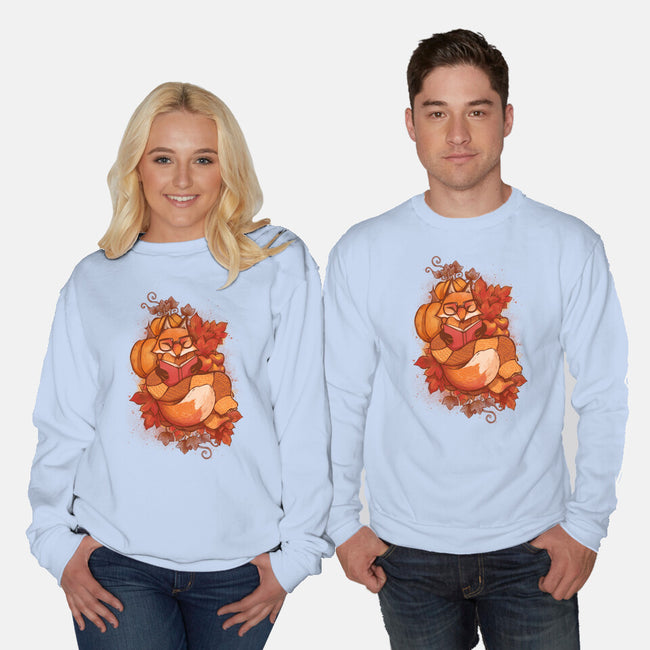 Autumn Reader-Unisex-Crew Neck-Sweatshirt-ricolaa