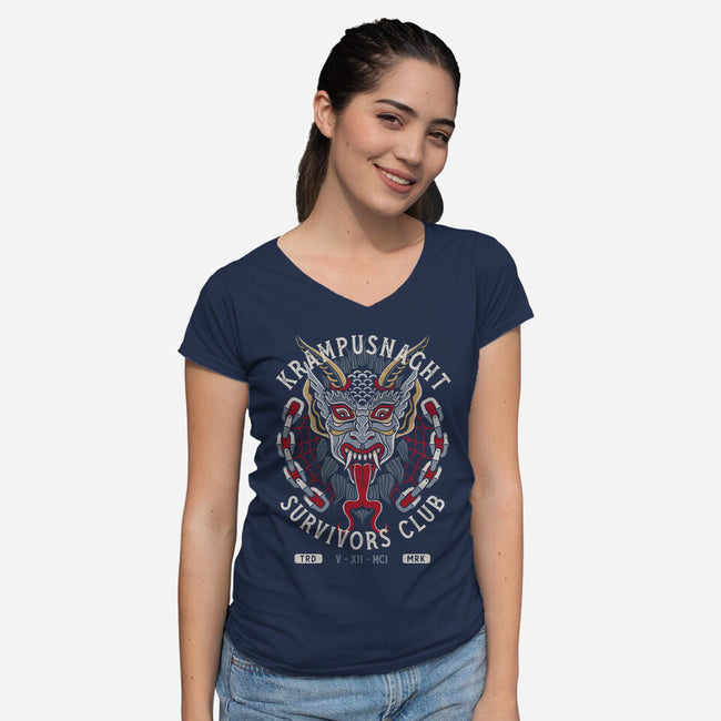 Krampusnacht Survivors Club-Womens-V-Neck-Tee-Nemons