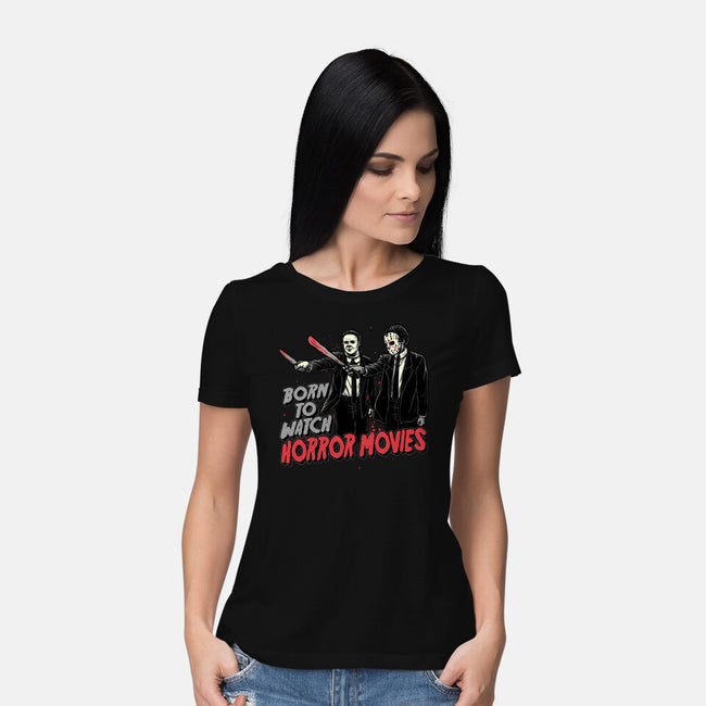 Horror Duo-Womens-Basic-Tee-momma_gorilla