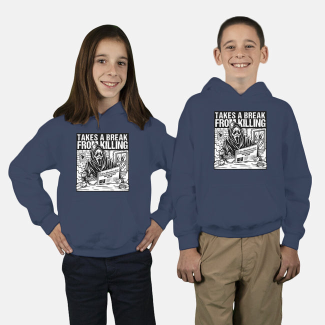 Takes A Break From Killing-Youth-Pullover-Sweatshirt-Slikfreakdesign