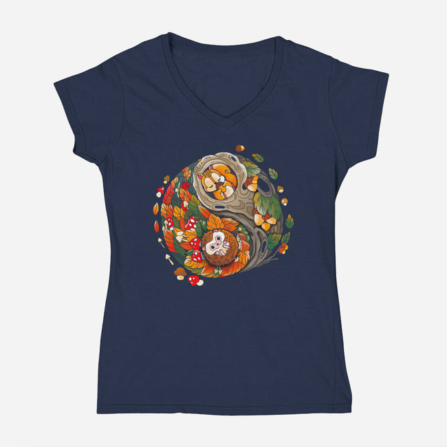 Ying Yang Autumn-Womens-V-Neck-Tee-Vallina84