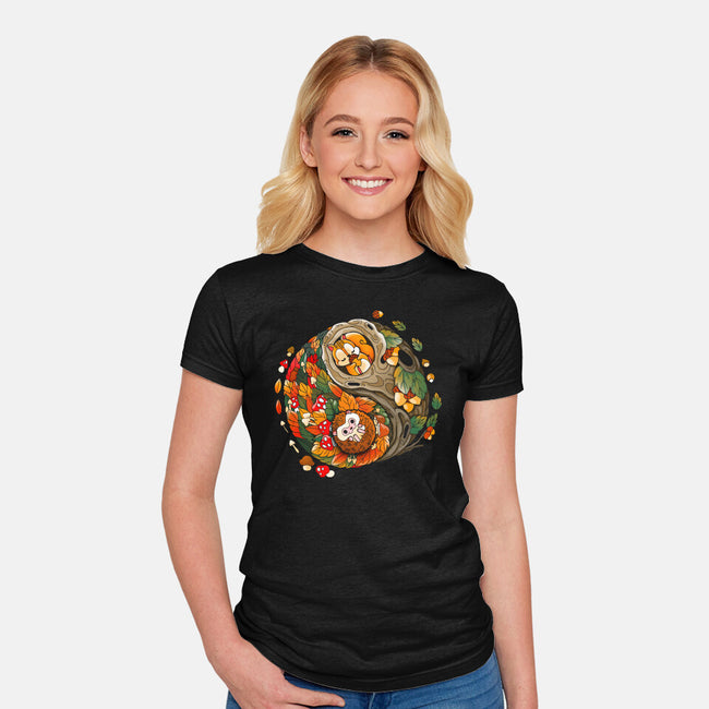 Ying Yang Autumn-Womens-Fitted-Tee-Vallina84