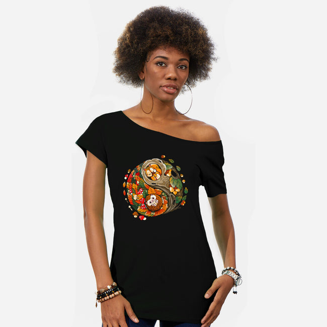 Ying Yang Autumn-Womens-Off Shoulder-Tee-Vallina84