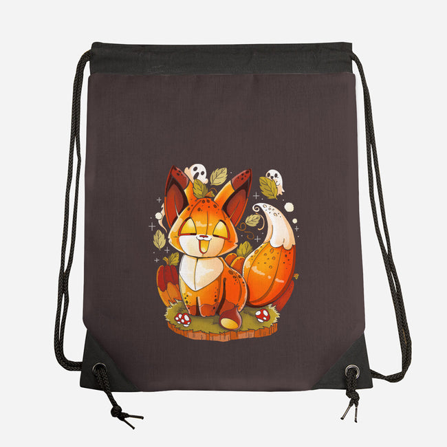 Pumpkin Fox-None-Drawstring-Bag-Vallina84