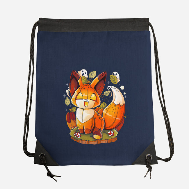 Pumpkin Fox-None-Drawstring-Bag-Vallina84