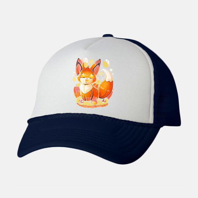 Pumpkin Fox-Unisex-Trucker-Hat-Vallina84