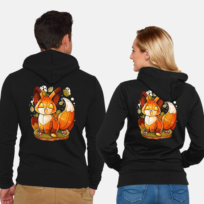 Pumpkin Fox-Unisex-Zip-Up-Sweatshirt-Vallina84