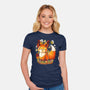 Pumpkin Fox-Womens-Fitted-Tee-Vallina84