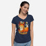 Pumpkin Fox-Womens-V-Neck-Tee-Vallina84