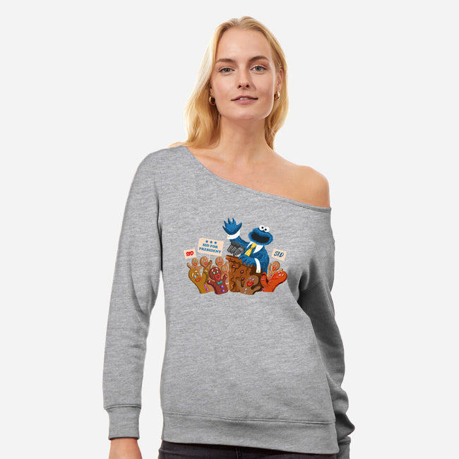 Cookie Monster For President-Womens-Off Shoulder-Sweatshirt-ugurbs