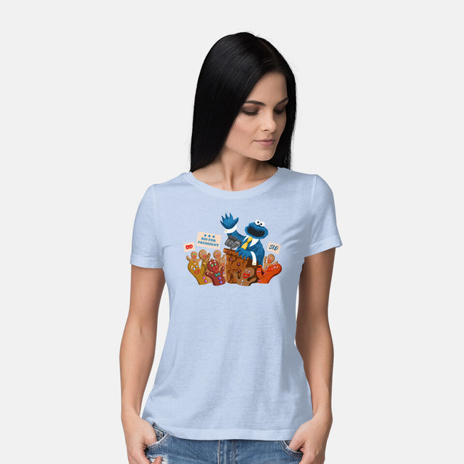 Cookie Monster For President-Womens-Basic-Tee-ugurbs