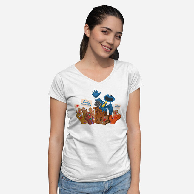 Cookie Monster For President-Womens-V-Neck-Tee-ugurbs