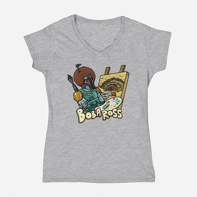 Bob-A-Ross-Womens-V-Neck-Tee-ugurbs