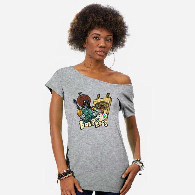 Bob-A-Ross-Womens-Off Shoulder-Tee-ugurbs