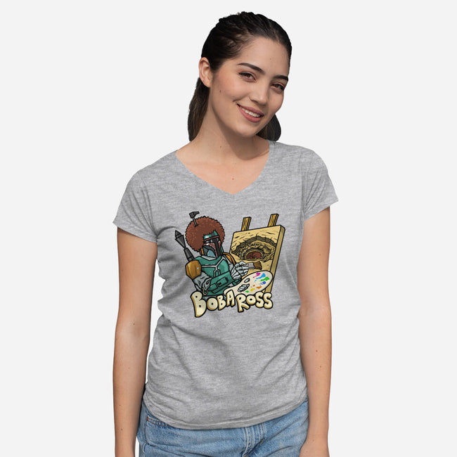 Bob-A-Ross-Womens-V-Neck-Tee-ugurbs