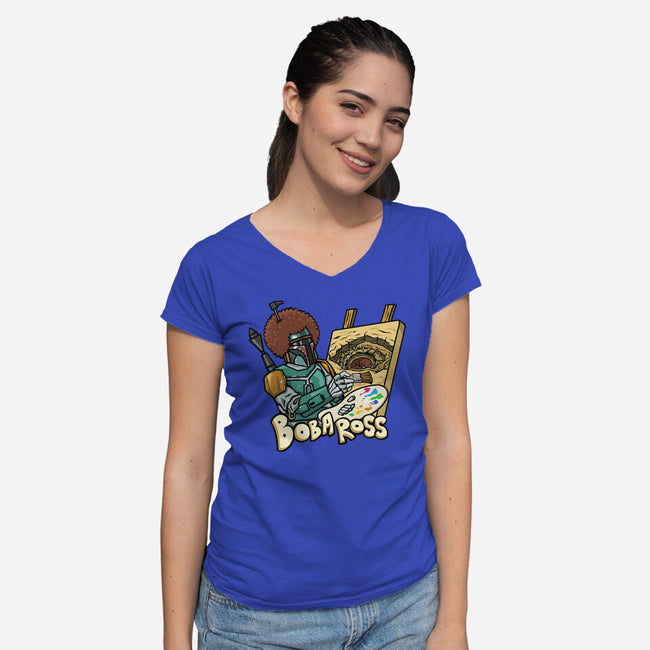 Bob-A-Ross-Womens-V-Neck-Tee-ugurbs