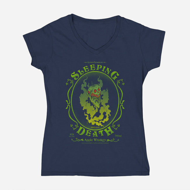 Sleeping Death Whiskey-Womens-V-Neck-Tee-pigboom