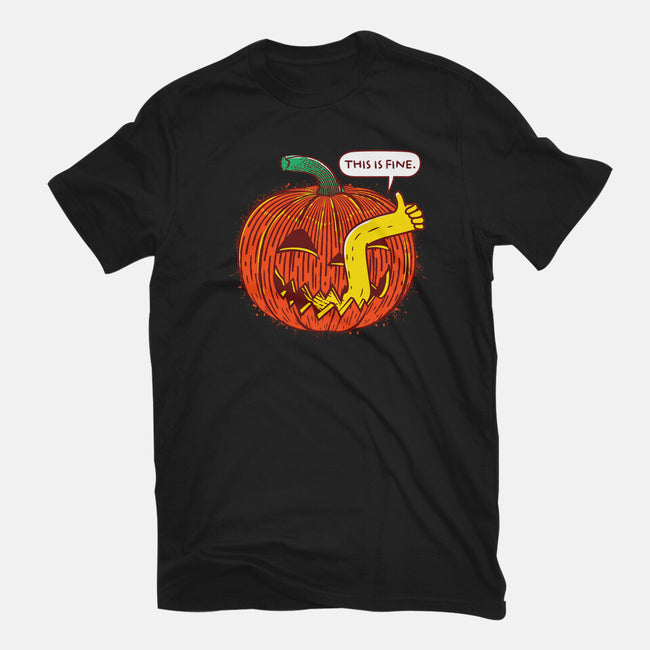 I'm Fine Pumpkin-Unisex-Basic-Tee-rocketman_art