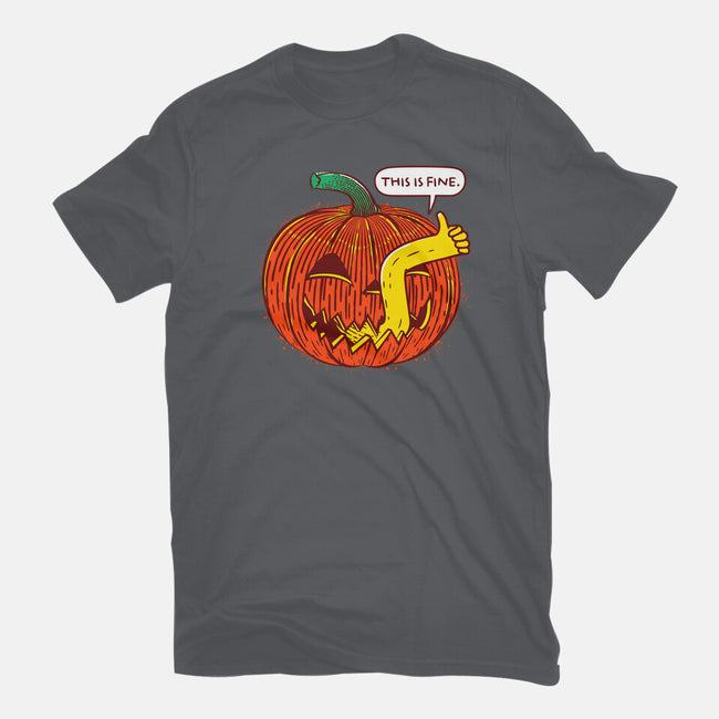 I'm Fine Pumpkin-Unisex-Basic-Tee-rocketman_art