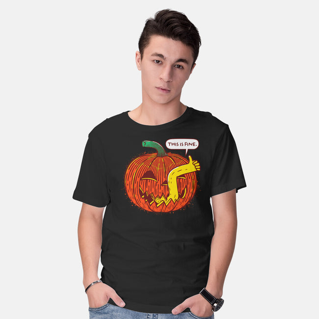 I'm Fine Pumpkin-Mens-Basic-Tee-rocketman_art