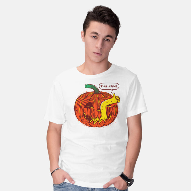 I'm Fine Pumpkin-Mens-Basic-Tee-rocketman_art