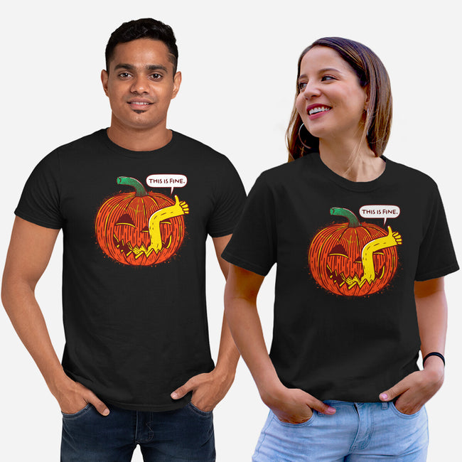 I'm Fine Pumpkin-Unisex-Basic-Tee-rocketman_art