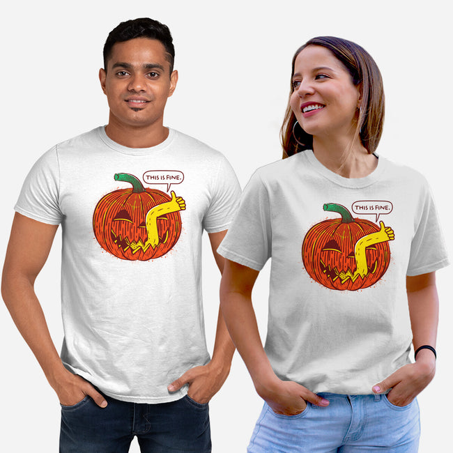 I'm Fine Pumpkin-Unisex-Basic-Tee-rocketman_art