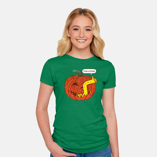 I'm Fine Pumpkin-Womens-Fitted-Tee-rocketman_art