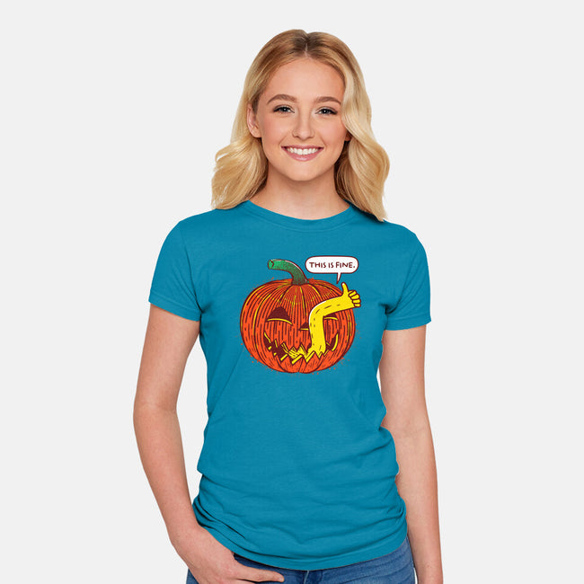 I'm Fine Pumpkin-Womens-Fitted-Tee-rocketman_art