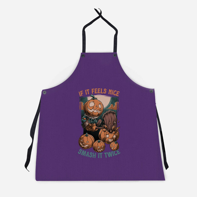 Pumpkin Smash Halloween-Unisex-Kitchen-Apron-Studio Mootant