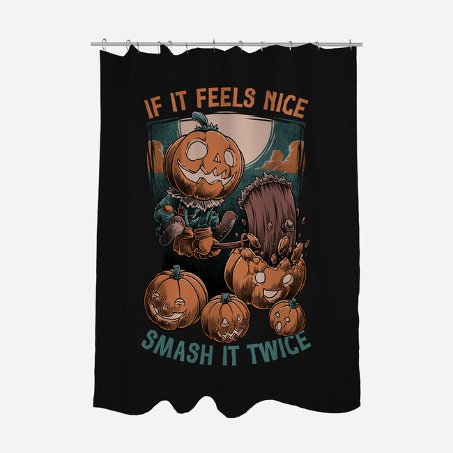 Pumpkin Smash Halloween-None-Polyester-Shower Curtain-Studio Mootant