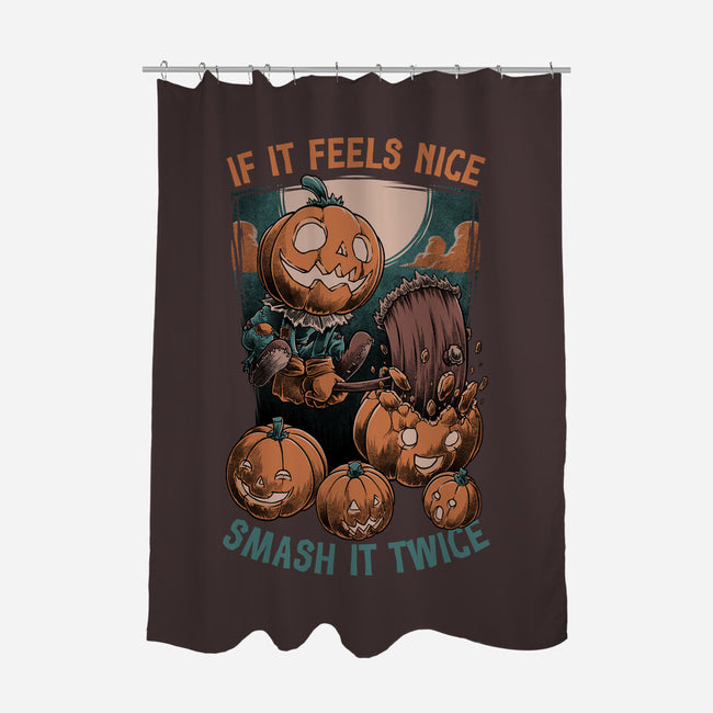 Pumpkin Smash Halloween-None-Polyester-Shower Curtain-Studio Mootant