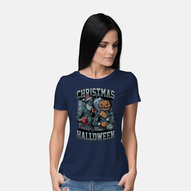 Christmas Vs Halloween-Womens-Basic-Tee-Studio Mootant