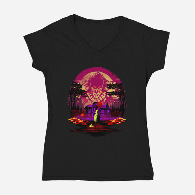 Attack Of Penny-Womens-V-Neck-Tee-hypertwenty