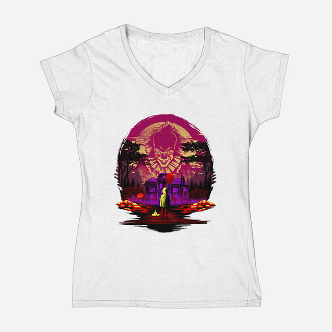 Attack Of Penny-Womens-V-Neck-Tee-hypertwenty