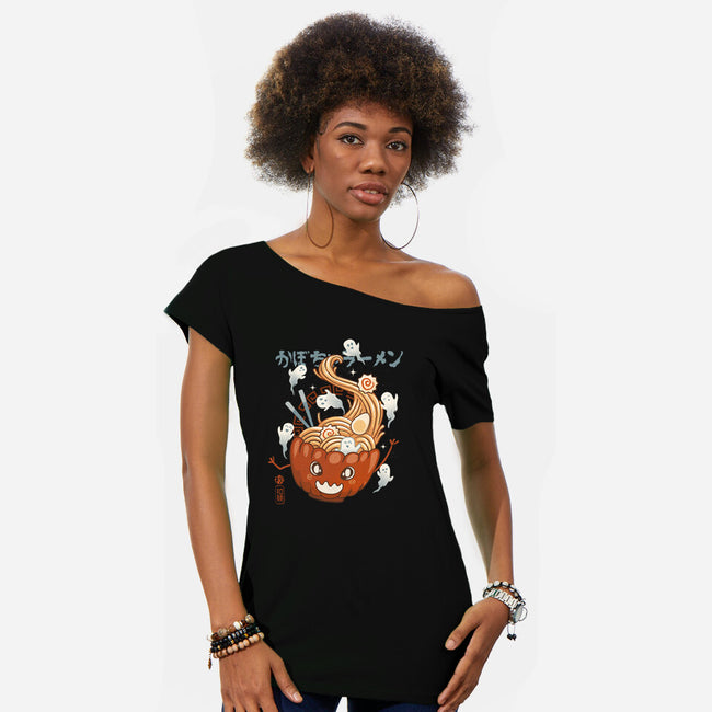 Pumpkin Ramen-Womens-Off Shoulder-Tee-IKILO