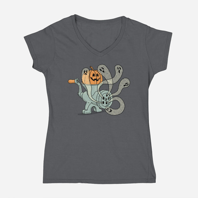 Ghosts In The Grinder-Womens-V-Neck-Tee-gotoup